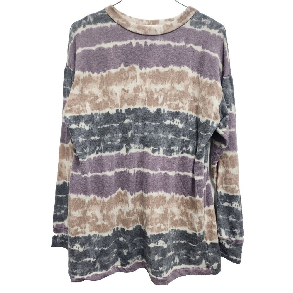 Lime & Chili BOHO Tunic Top Womens Medium Tie Dye Soft Knit Long Sleeve Casual